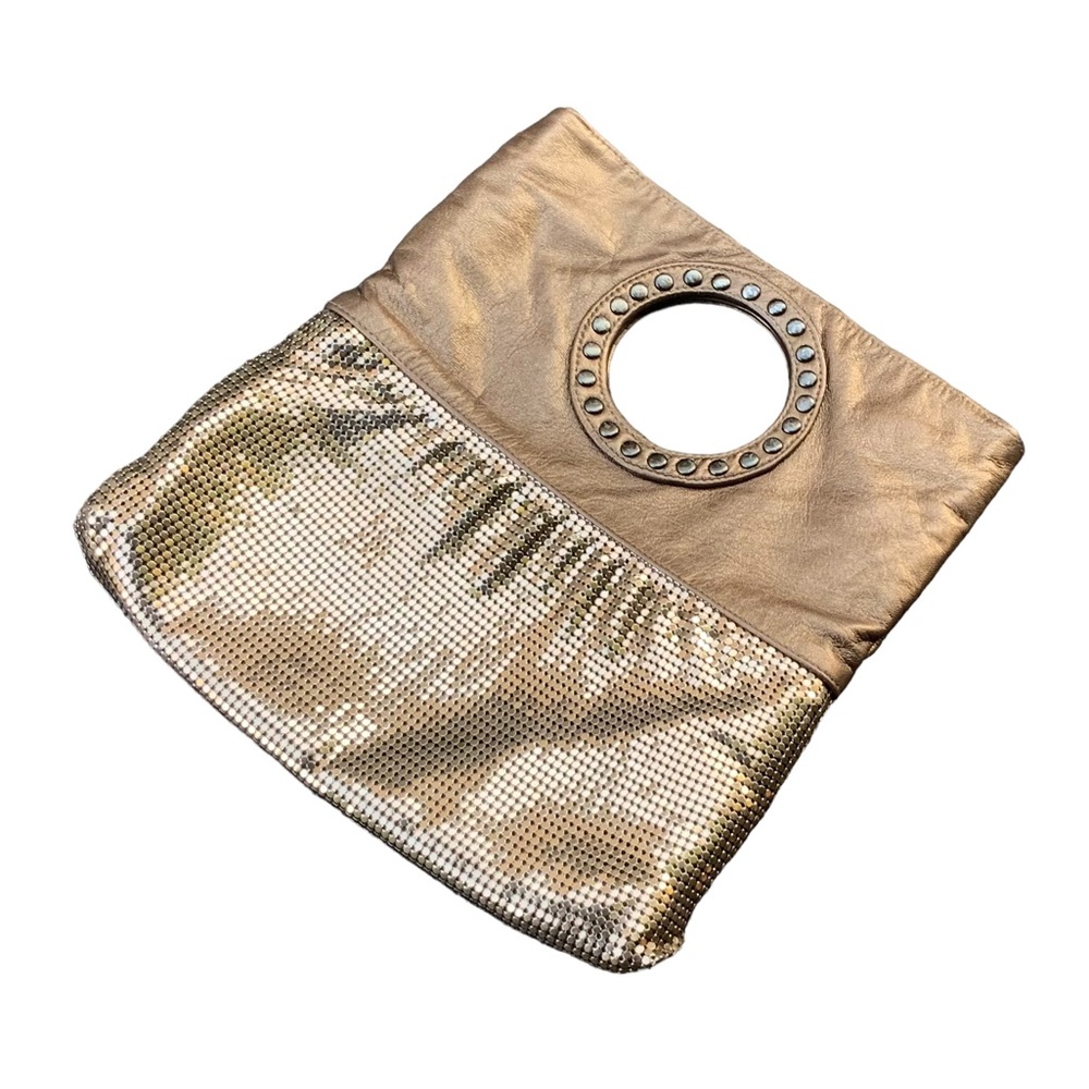 WHITING & DAVIS Bronze Leather/Mesh Bag. Early Aughts. Anytime Glam. EC.